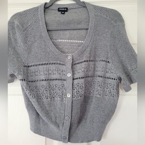 Torrid Womens Cropped Cardigan Sweater Gray Size 00 Short Sleeve (Size 10)